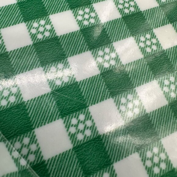 Vintage Pizza Slice Plates Trays Green White Checkered Serving Dishes Plastic - Picture 5 of 8